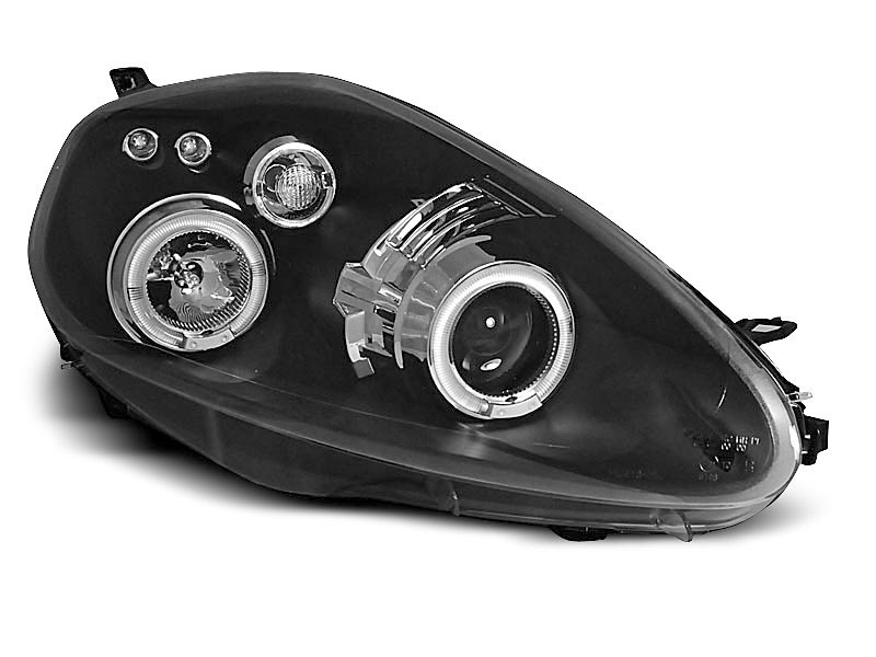 Headlights Fiat Grande Punto Black Angel Eyes