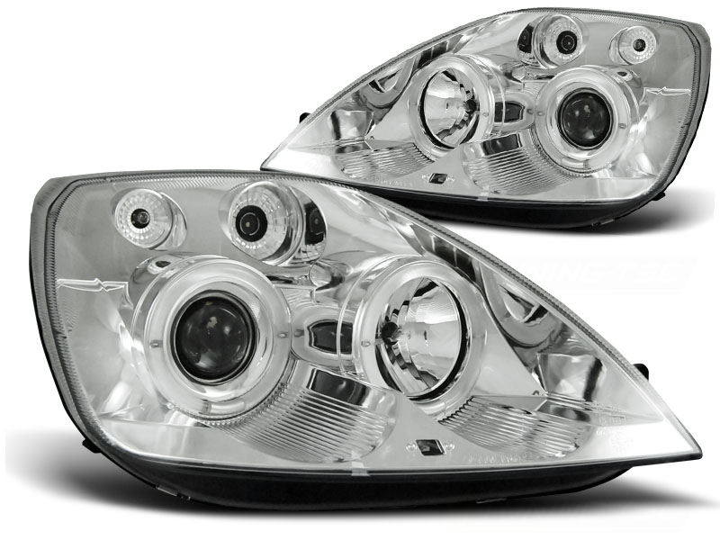 Headlights Ford Fiesta MK6 02-05 Angel Eyes Chrome