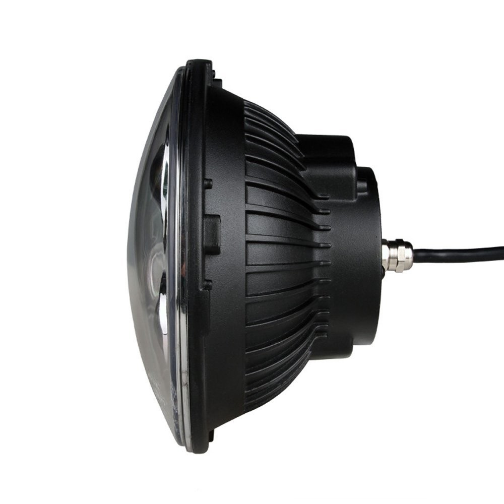 7 inch LED Headlight - Round 9-36V, Black