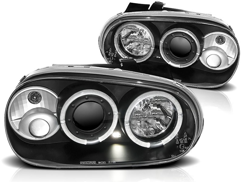 Headlights VW Golf IV 97-03 Black + Halo/Foglight