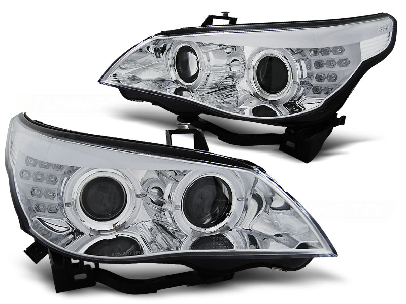 Headlights BMW E60 Chrome 04 -07 with LED F10 look