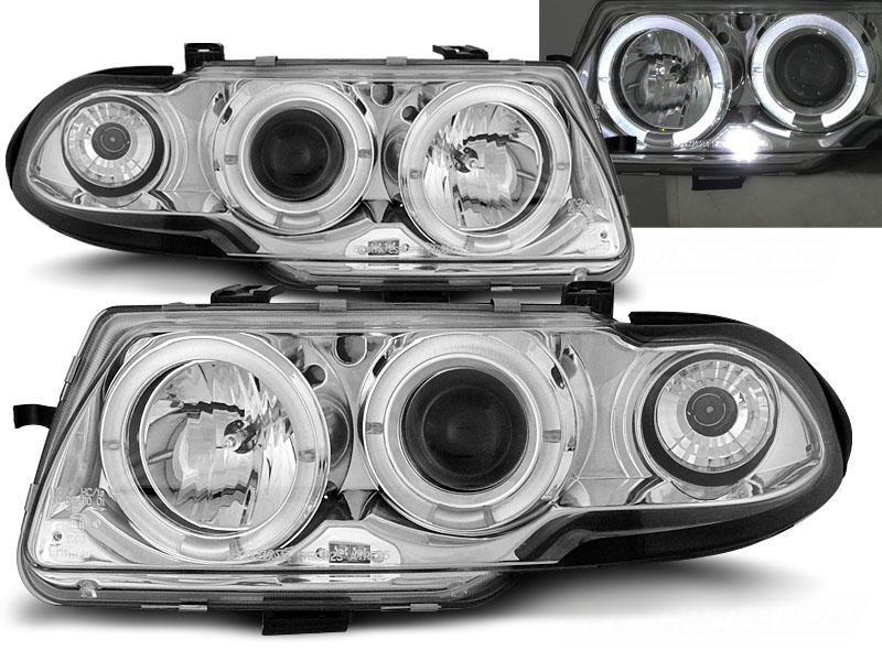 Headlights Opel Astra F Angel Eyes 94-97 Chrome