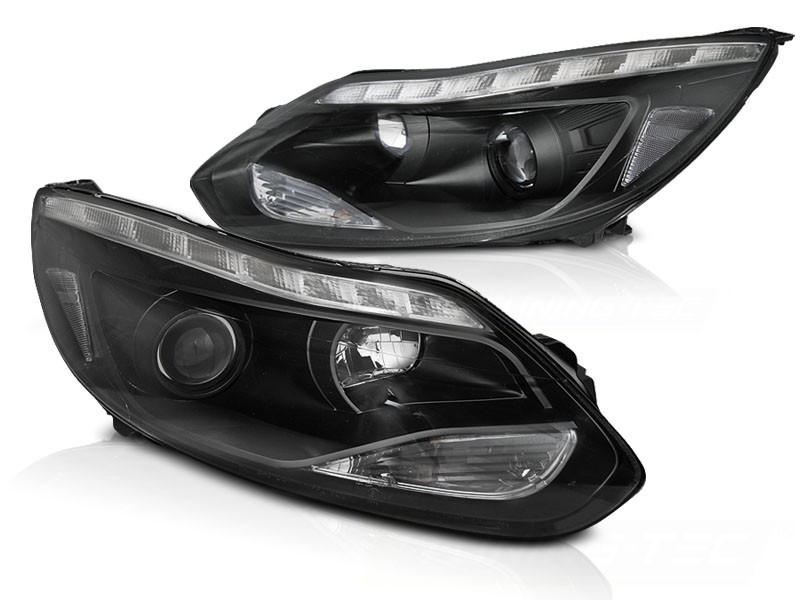 Headlights Ford Focus 11-14 LED DRL black