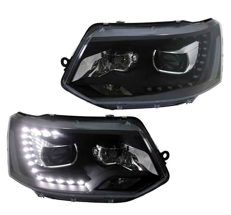 Headlights VW T5 bus 09-15 LED DRL black