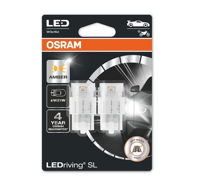 W21W T20 Osram LEDriving 7505DYP-02B 3W Amber