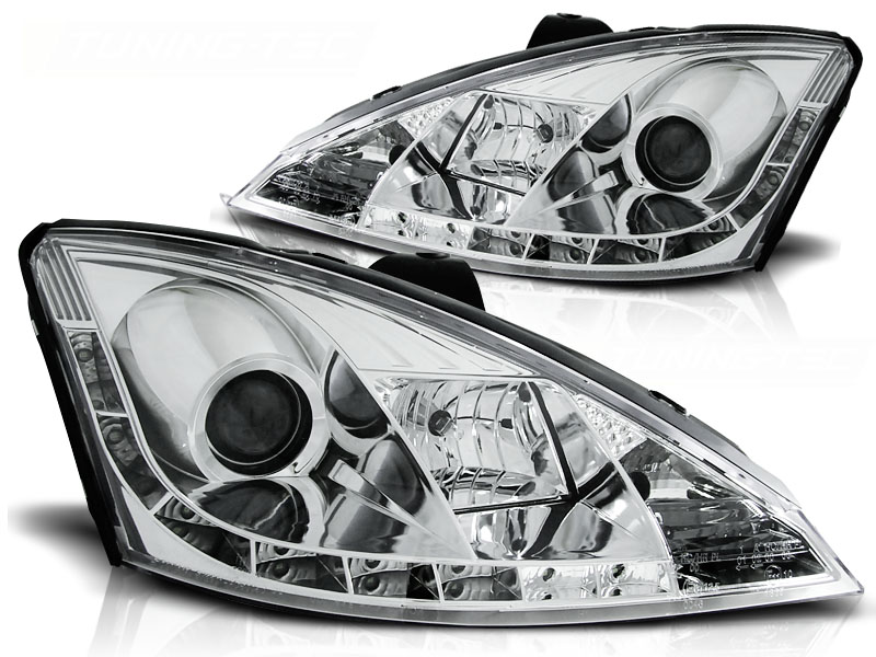 Headlights Ford Focus 98-01 chrome + Daytime Running Light