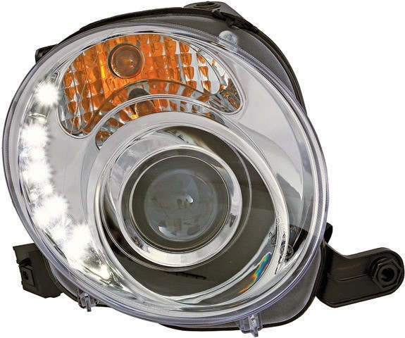  Headlights Fiat 500 07->> clear/chome