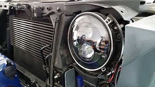 7 inch LED Headlight - Round 9-36V, Black