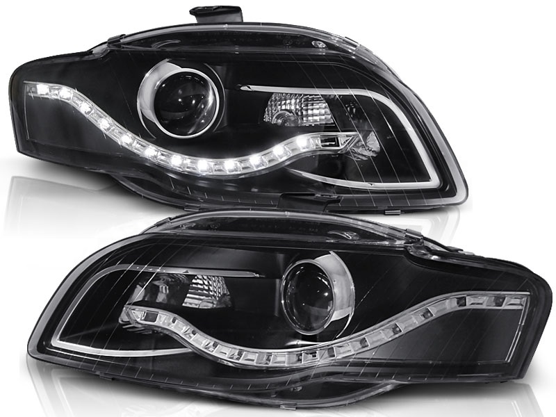 Headlights Audi A4 B7 LED DRL black ELR