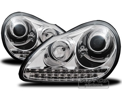 Headlights Porsche Cayenne xenon LED DRL look chrome