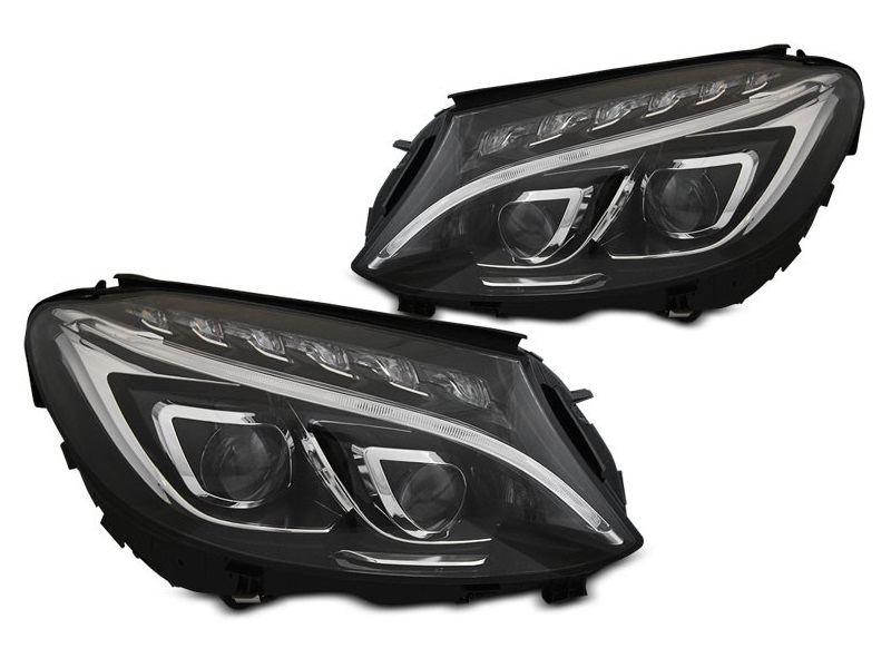 Headlights Mercedes C-Class W205 Full LED Tube Black