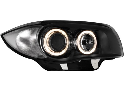 Headlights BMW 1 Series E87 Angel Eyes Black