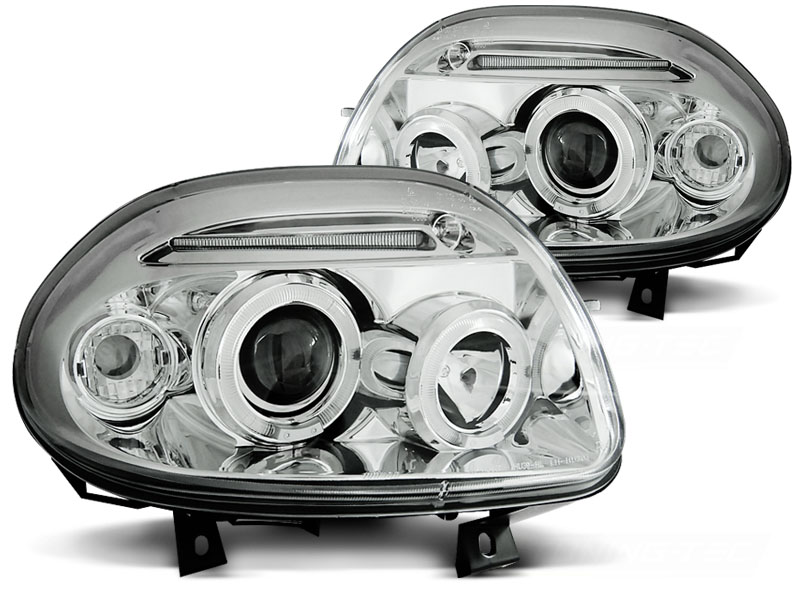 Headlights Angel Eyes Renault Clio B 9.98-5.01 Chrome
