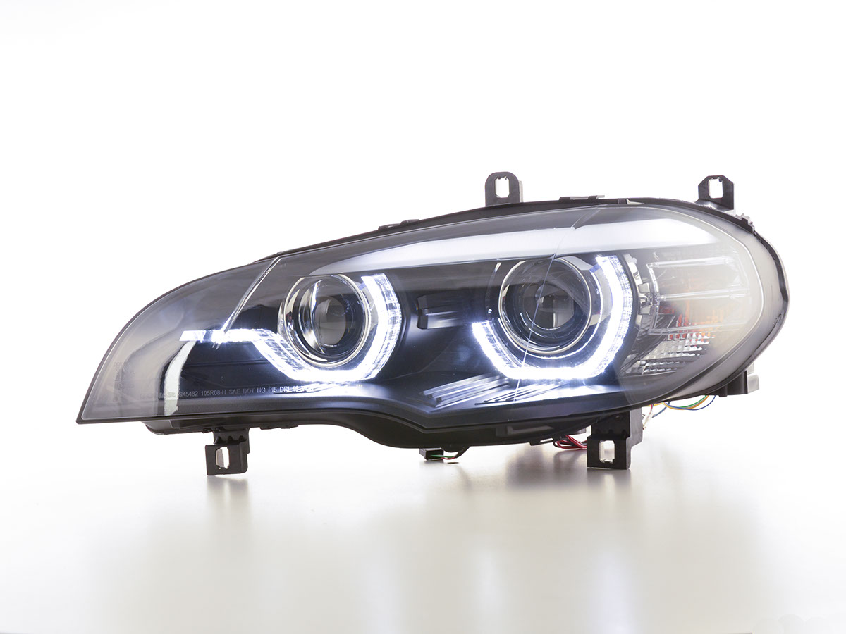 Koplampen BMW X5 E70 08-10 Angel Eyes 3D zwart AFS