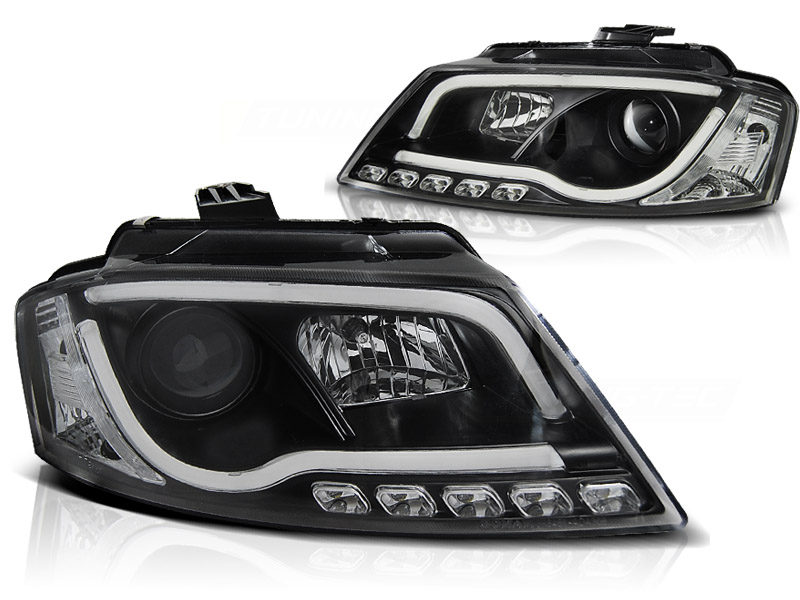 Headlights Audi A3 8P 08-12 Tube Light LED black