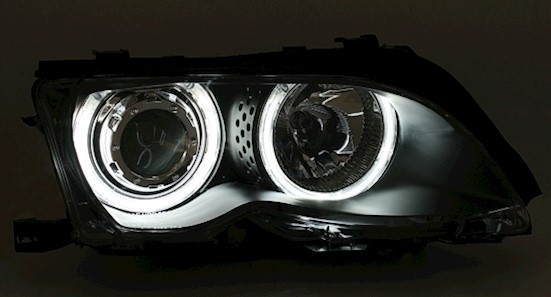 Headlights BMW E46 sedan Angel Eyes Black
