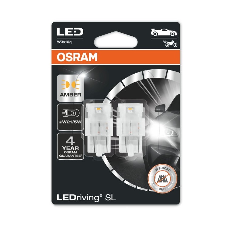 W21/5W Osram LEDriving 7515DYP-02B 3W Amber