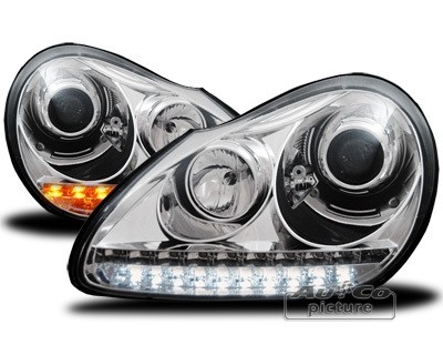 Headlights Porsche Cayenne xenon LED DRL look chrome