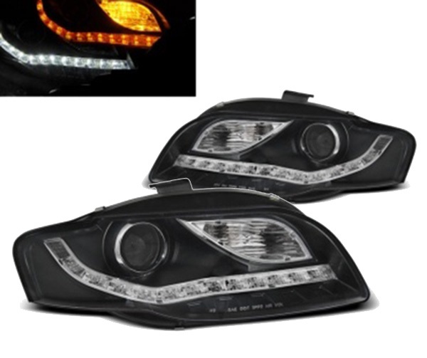 Headlights Audi A4 B7 Devil Eyes Dayline Black ELR