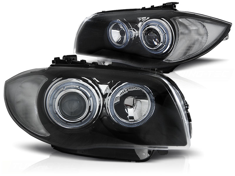 Headlights BMW 1 Series E87 Angel Eyes Black