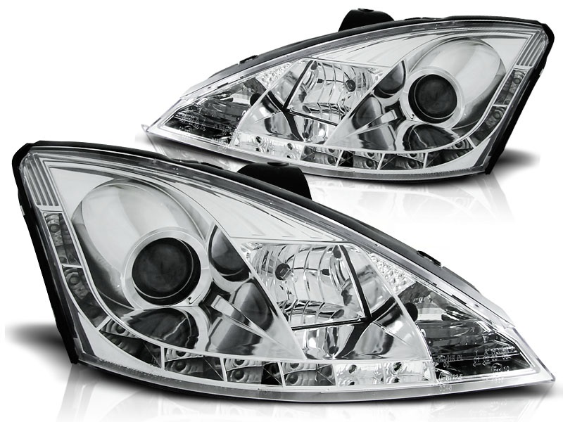 Headlights Ford Focus 01-04 chrome + Daytime Running Light