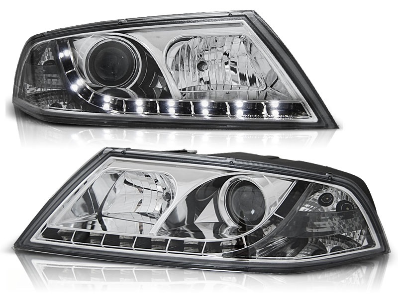 Headlights Skoda Octavia 05-09 Dayline Devil Eyes HID Chrome