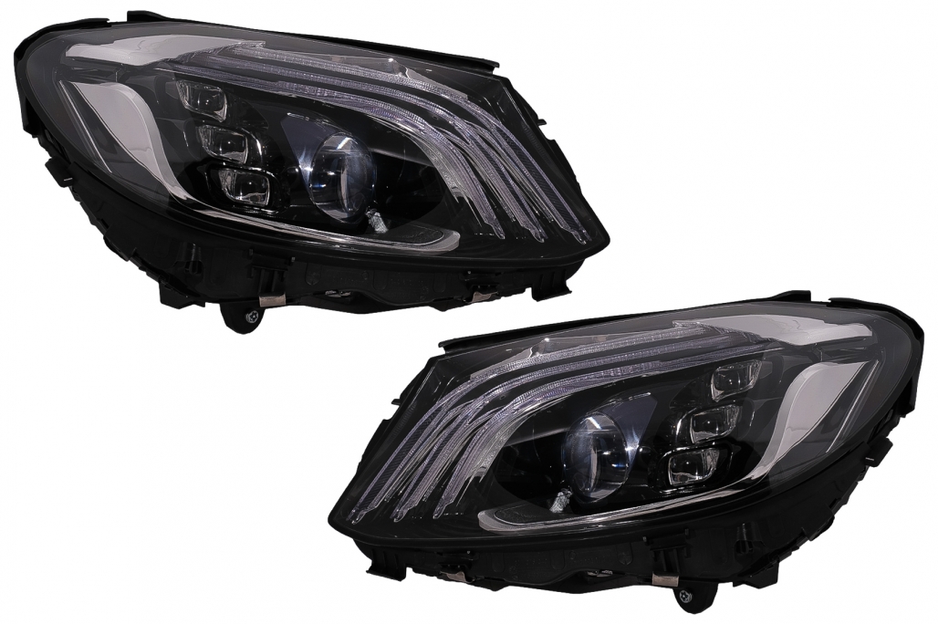 Headlights Mercedes C-Class W205 Full LED Tube Black