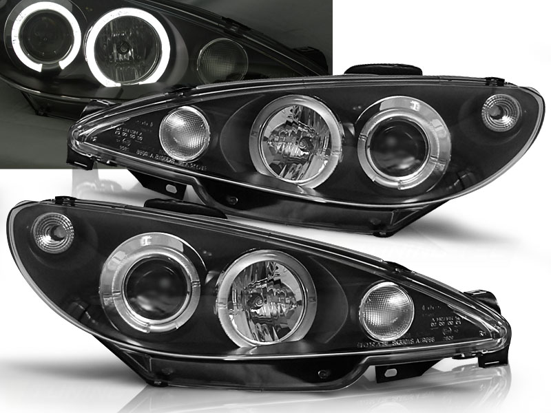 Headlights Peugeot 206 98-02 Angel Eyes Black