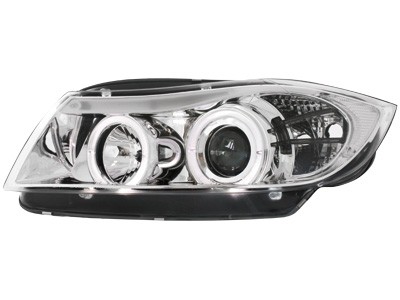 Headlights BMW 3 serie E90 Angel Eyes Chrome