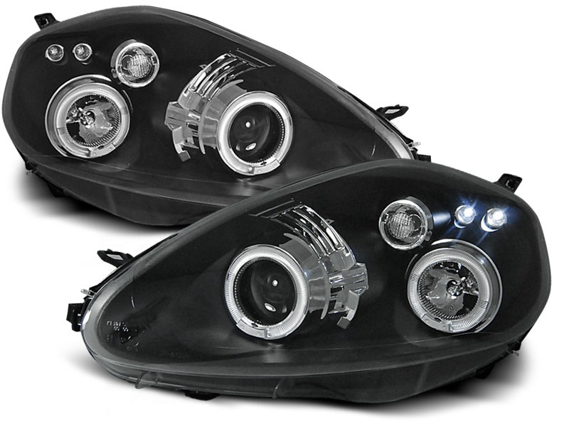 Headlights Fiat Grande Punto Black Angel Eyes