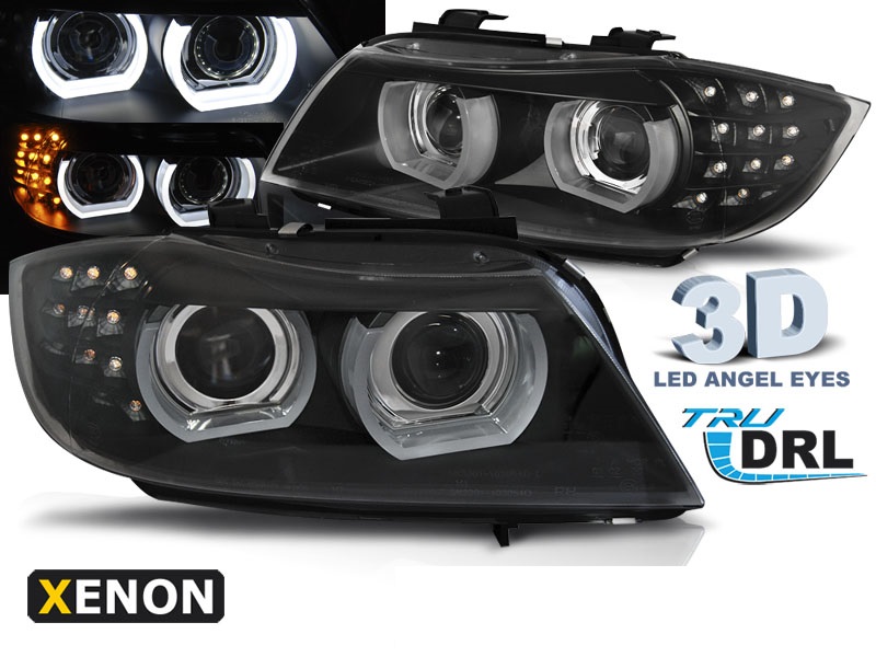 Headlights BMW E90/E91 09-11 HID DRL BLACK LED INDICATOR