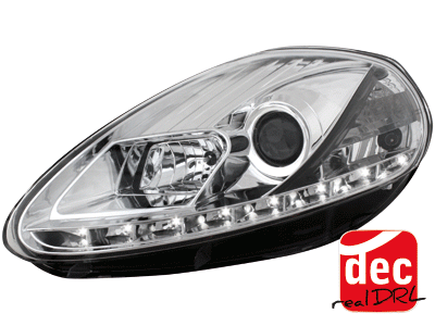 Headlights Fiat Grande Punto 05-08 Devil Eyes Dlite LED Chrome