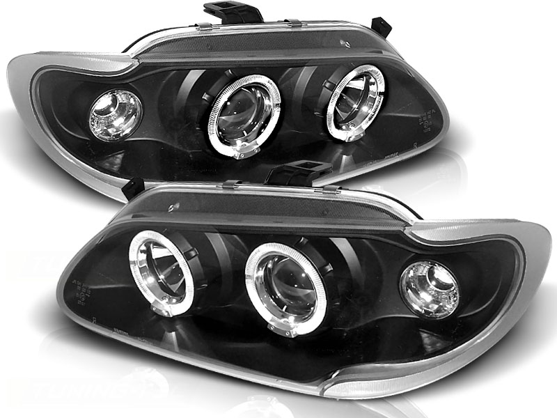 Headlights Renault Megane Coupe 96-99 Black+HaloRim
