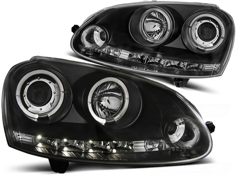 Headlights VW Golf V Angel Eyes + LED Black