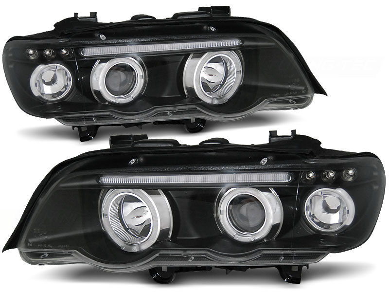 Headlights BMW X5 Angel Eyes Black