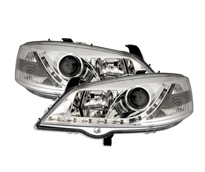 Headlights Opel Astra G 1998-2004 Devil Eyes Dlite LED Chrome