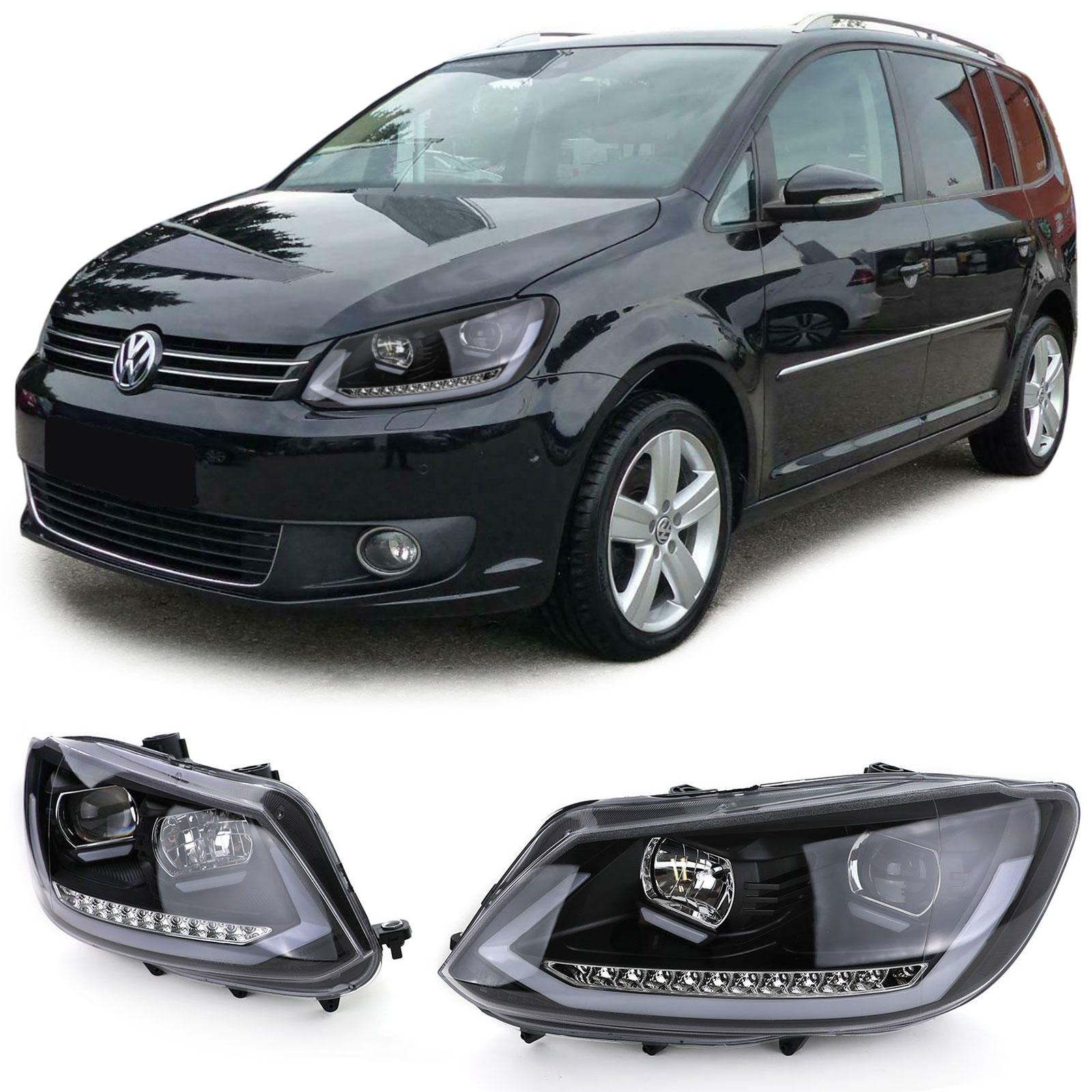 Headlights VW Touran/Caddy Black