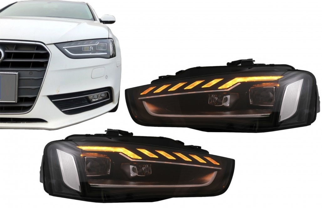 Headlights AUDI A4 B8 12-15 BLACK LED