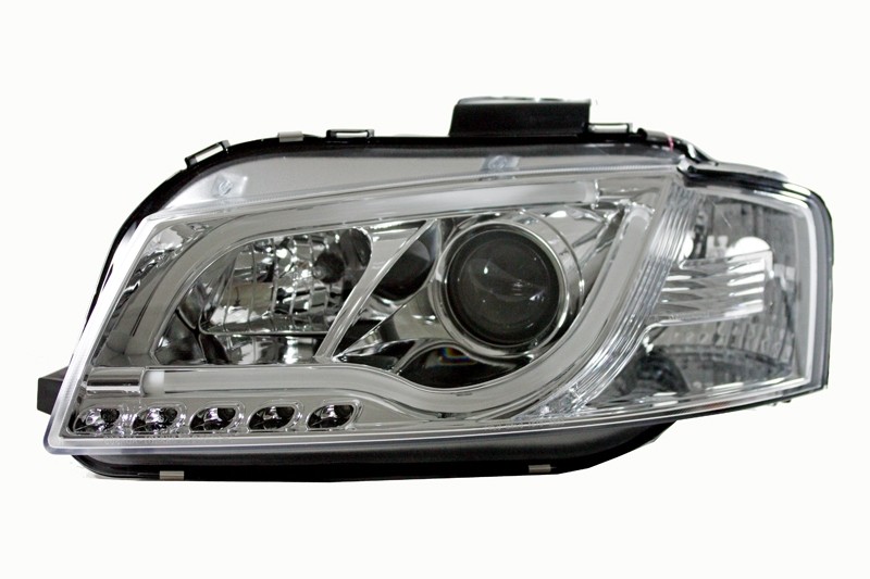 Headlights Audi A3 8P 03-08 Tube Light LED chome