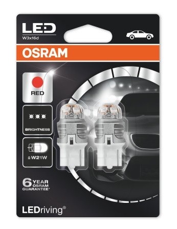 Osram Lamp LED T20 W21W Fitting Rood  Ledriving