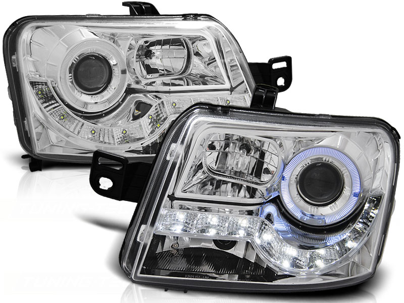 Headlights Fiat Panda with DRL 03- chome