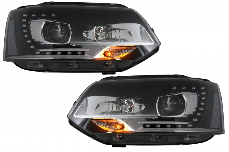 Headlights VW T5 bus 09-15 LED DRL black