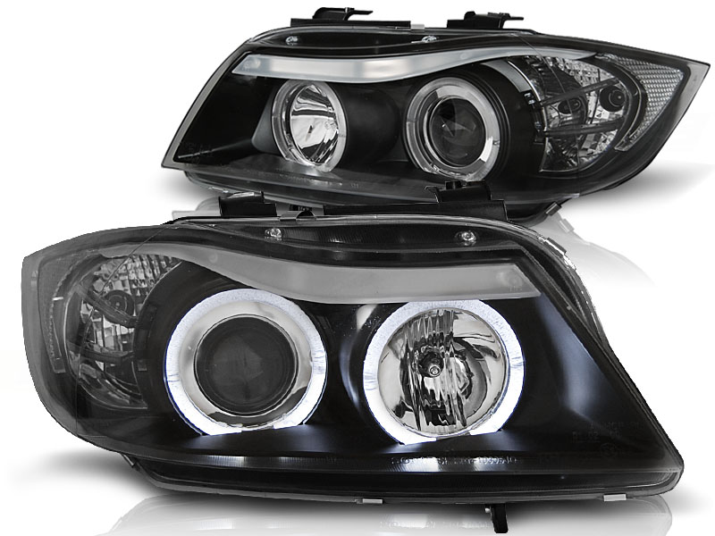 Headlights BMW 3 serie E90 Angel Eyes Black