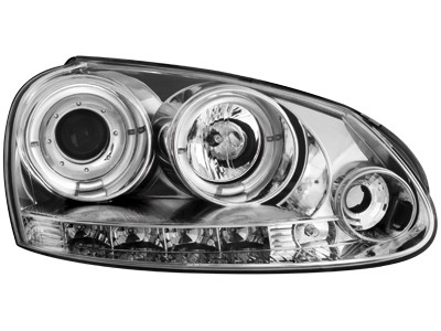 Headlights VW Golf V Angel Eyes + LED Chrome