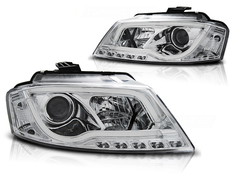 Headlights Audi A3 8P 08-12 Tube Light LED chome