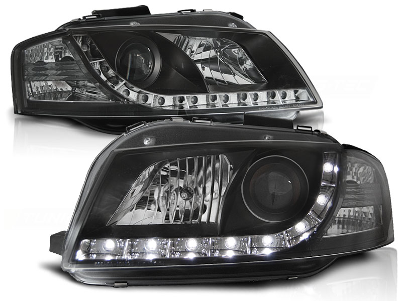 Headlights Audi A3 8P 03-08 LED Devil Eyes Dayline Black