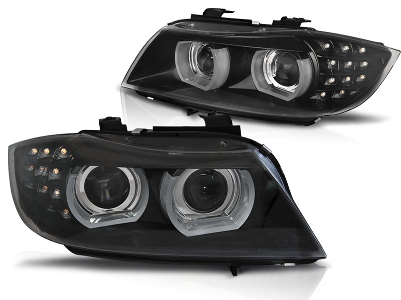 Headlights BMW E90/E91 09-11 HID DRL BLACK LED INDICATOR