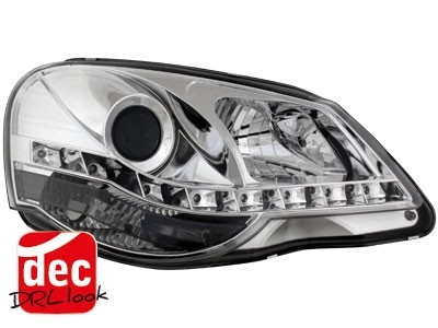 Headlights VW Polo 9N3 05-09 Dayline Devil Eyes chrome