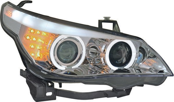 Headlights BMW E60 Chrome 04 -07 with LED F10 look