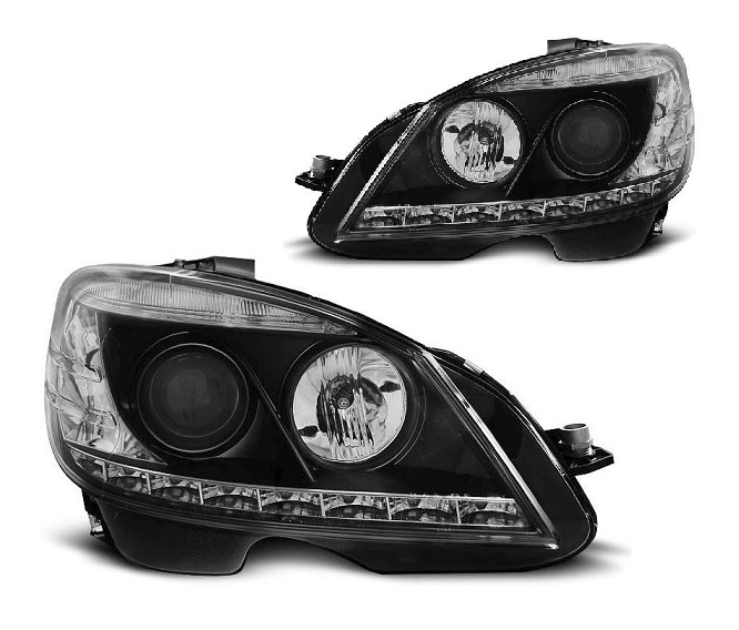 Headlights Mercedes C-Klasse W204 07-12 black